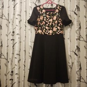 6 Petite Sangria A-line Embroidered Peonie